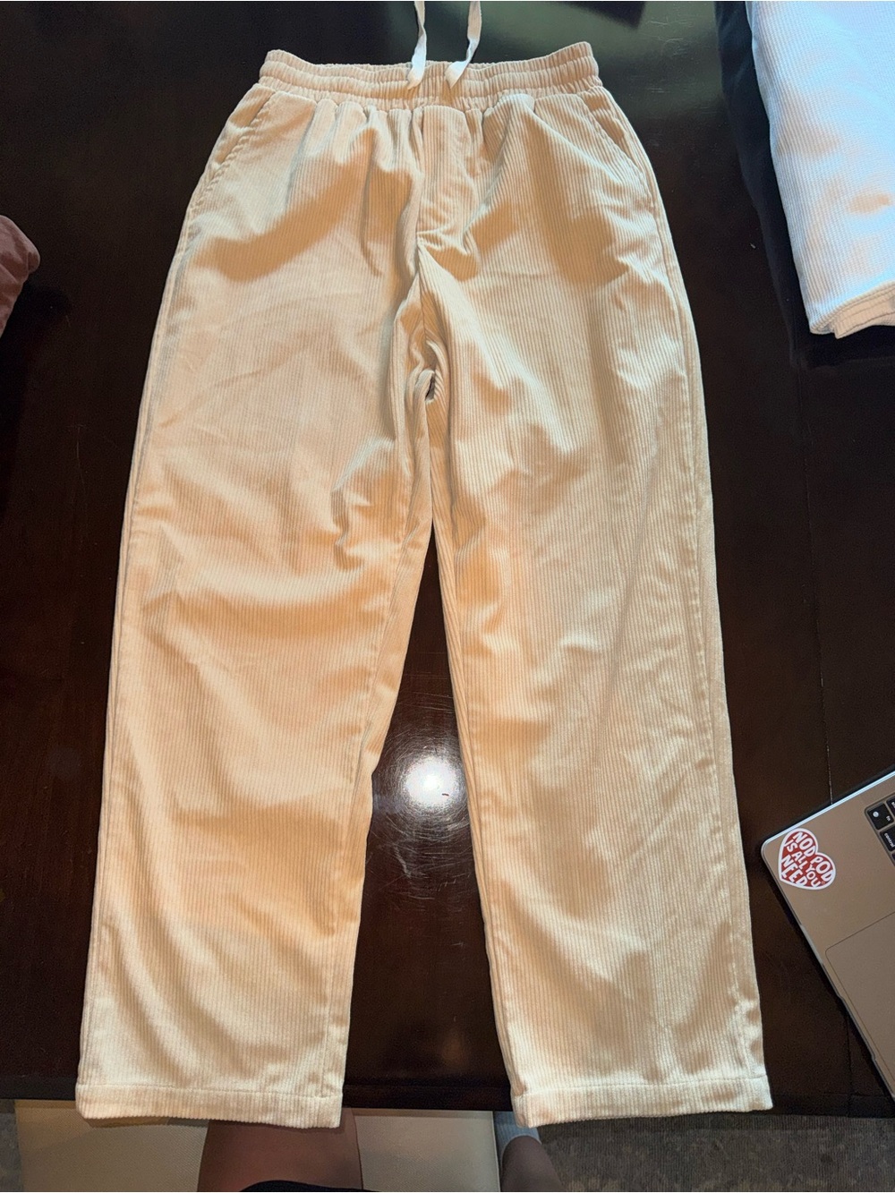 SHEIN Men's Cream Corduroy Drawstring Pants